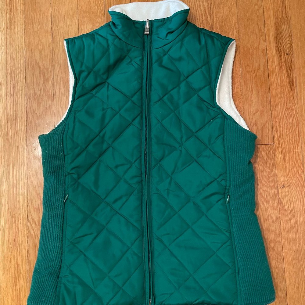Izod Quilted Womens Kelly Green Vest Reversible Size XS